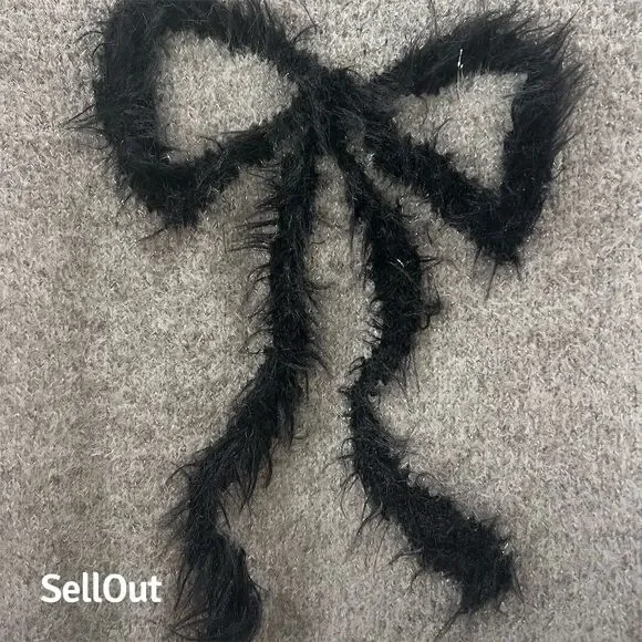 Anthropologie Maeve Women's XS Gray Sparkle Bow Pullover Sweater - Picture 4 of 4